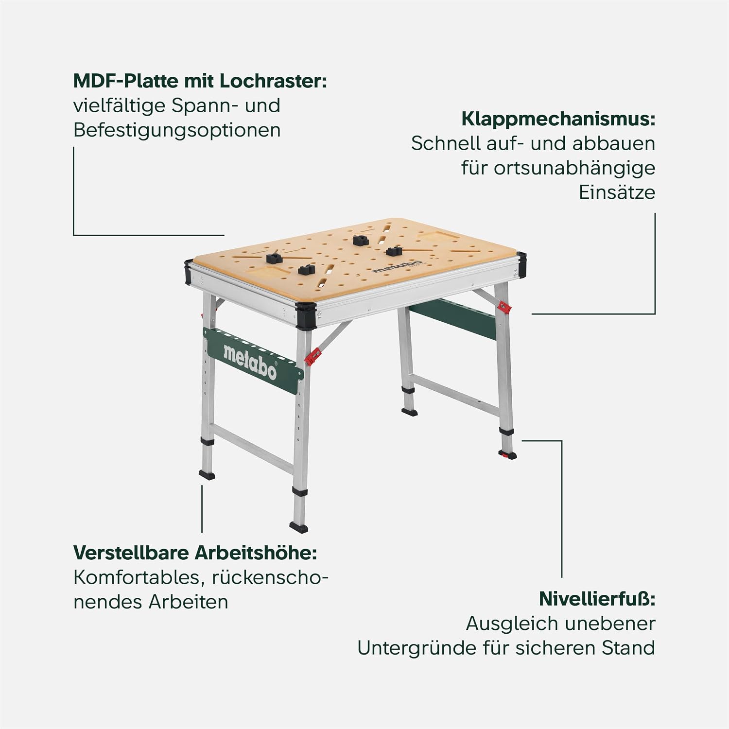 Multifunktionstisch MWB 100 Klappbare Werkbank höhenverstellbar 120 kg Traglast inkl Zwingen