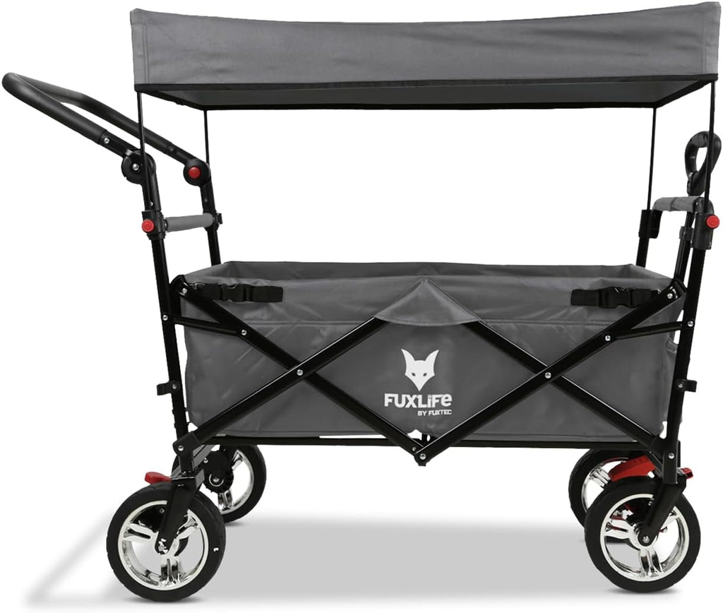 Faltbarer Bollerwagen FX-CT700 klappbarer Handwagen mit Bremsen gepolstertem Sitzbereich höhenverstellbarem Griff und 75 kg Traglast