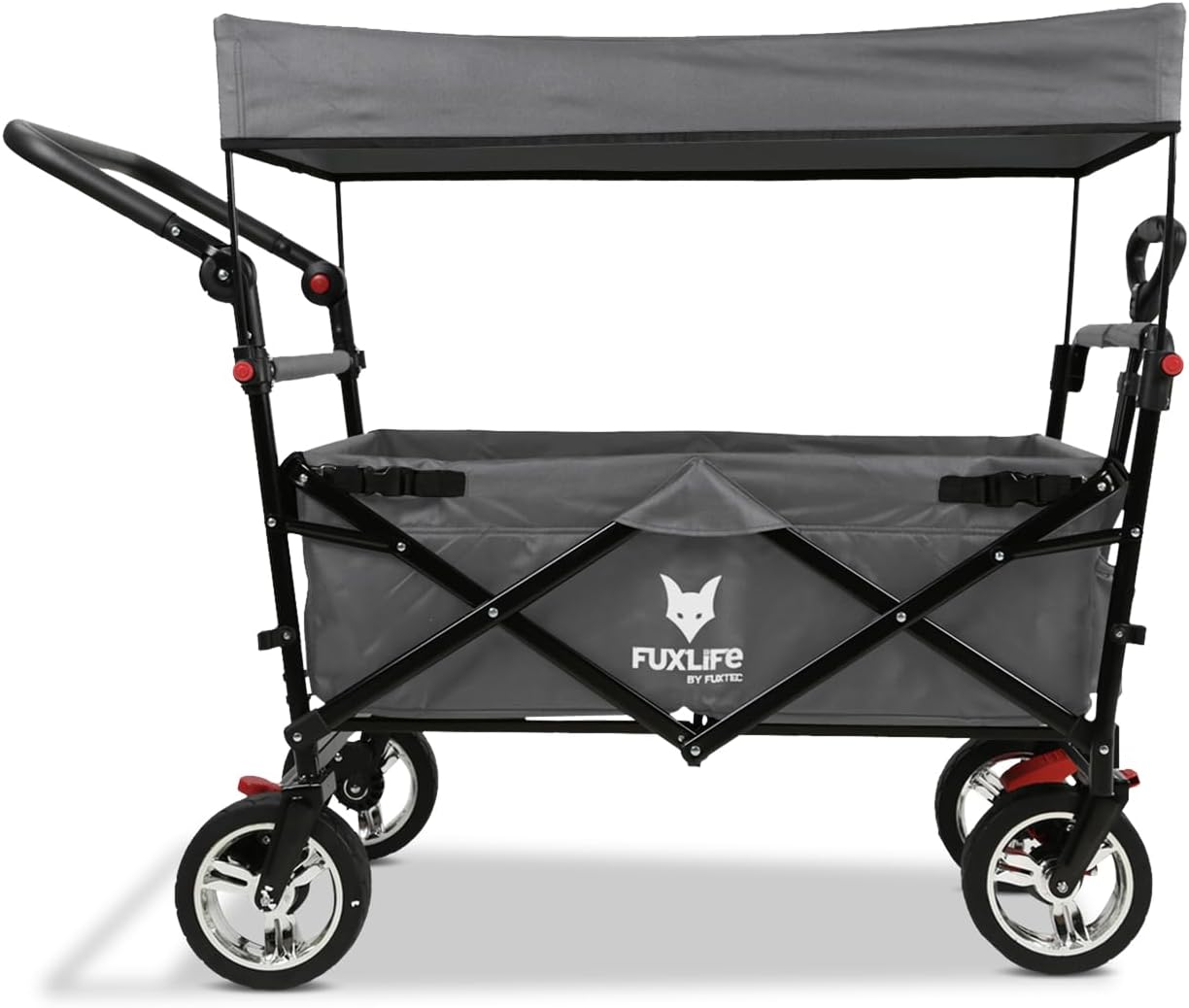 Faltbarer Bollerwagen FX-CT700 klappbarer Handwagen mit Bremsen gepolstertem Sitzbereich höhenverstellbarem Griff und 75 kg Traglast