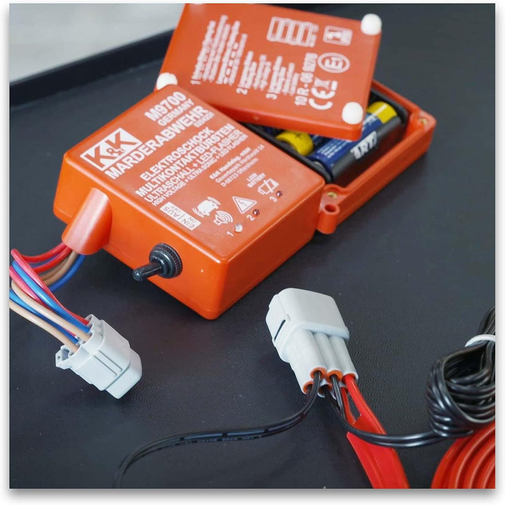 Marderschutzgerät M9700 Hochspannung Ultraschall 360° IP67 Batterie betrieben Anschlussleitung Steuergerät