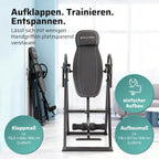 Inversionsbank klappbar Schwerkrafttrainer 4 Inversionswinkel Rückenstrecker bis 135 kg Stahlrahmen schwarz