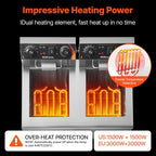 Elektrische Doppel Fritteuse 2 x 8L 3000W Edelstahl Tischfritteuse mit Temperatur und Timerregelung Doppeltank Korb