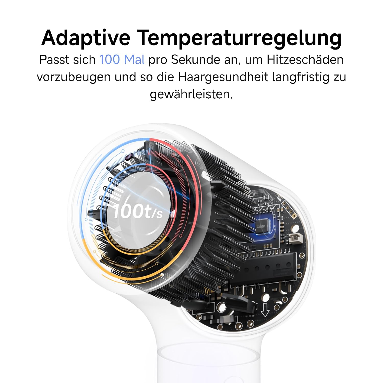 Haartrockner Neo 22 m/s Luftstrom 110000 U/min Motor 1500W Ionenfunktion 2 Aufsätze Diffusor Glättungsdüse