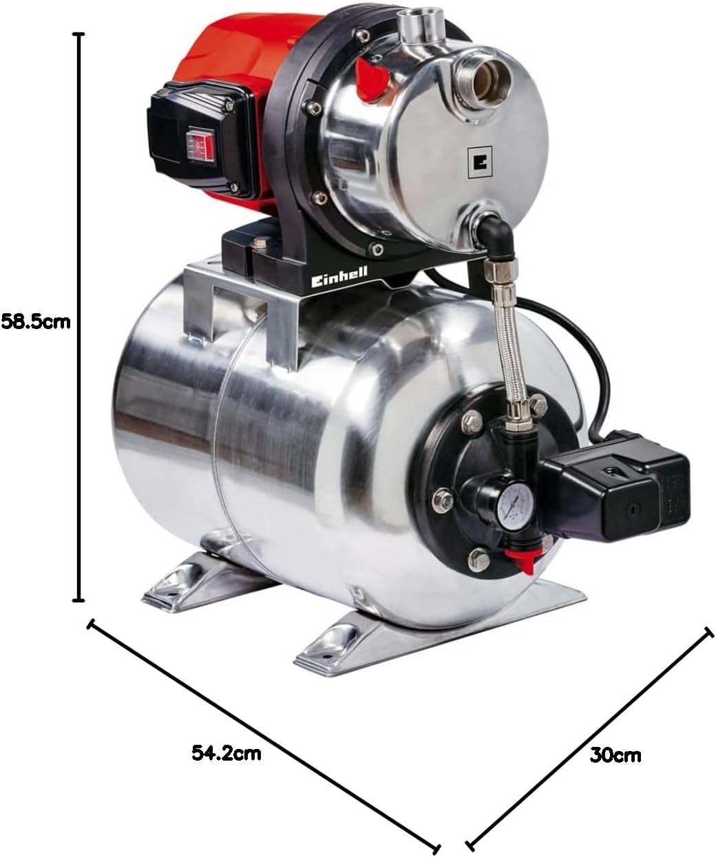Hauswasserwerk GC-WW 1250 NN 1200 W mit 5000 l/h Fördermenge 5 bar Druck 50 m Förderhöhe 20 l Edelstahldruckkessel