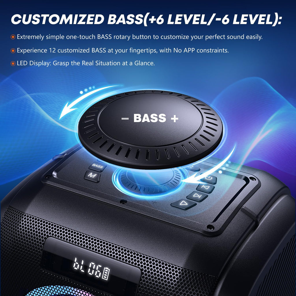 Bluetooth Lautsprecher T9 Pro Tragbarer Outdoor Lautsprecher 270W Stereo mit Bluetooth 5.3 USB TF AUX Mikrofonanschluss