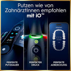 Elektrische Zahnbürste mit Aufsteckbürsten iO Series 9 wiederaufladbar 7 Reinigungsmodi Smart Druckkontrolle Rundbürstenkopf Schwarz