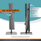 Ampelschirm Rhodos Grande 400x300 cm Rechteckig Aluminium Gestell UV50+ Polyester Kurbel 360 Grad Drehfunktion Anthrazit