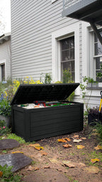 Aufbewahrungsbox Kissenbox 623 Liter Blackwood Kunststoff Deckel belastbar bis 272 kg mit Gasdruckfedern wetterfest anthrazit
