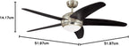 Deckenventilator mit Leuchte Bendan 72557 132 cm 5 Flügel Chrom Opalglas Fernbedienung 3 Stufen Sommer Winter