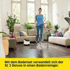 Dampfreiniger SC 3 Deluxe 1.513-430.0 mit 3,5 bar Dampfdruck 1900 W 1 l Tank EasyFix Bodenreinigungsset Düsen und Mikrofaserbezug