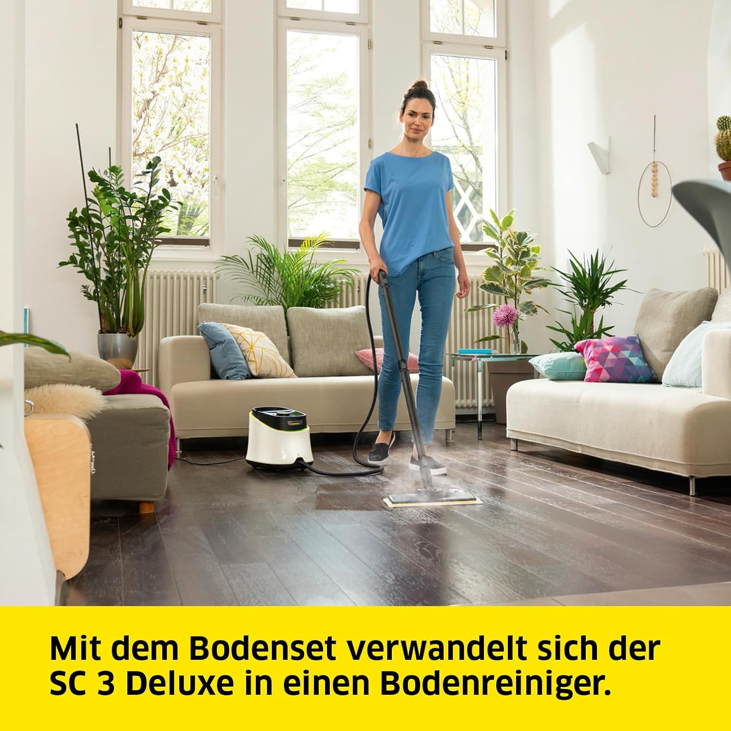 Dampfreiniger SC 3 Deluxe 1.513-430.0 mit 3,5 bar Dampfdruck 1900 W 1 l Tank EasyFix Bodenreinigungsset Düsen und Mikrofaserbezug