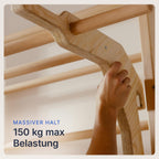 Sprossenwand Kletterwand mit Klimmzugstange und Dip Station Holz Trainingsgerät für Zuhause Kinder und Erwachsene 150 kg