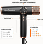 Haartrockner 110000 RPM bürstenloser Motor 200 Millionen Ionen LED Anzeige 3 Magnetdüsen 1700W schnelles Trocknen leicht leise