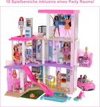 Puppenhaus Spielset 3 Etagen mit Pool Rutsche Aufzug Licht und Sound 75 Zubehörteile Modell GRG93