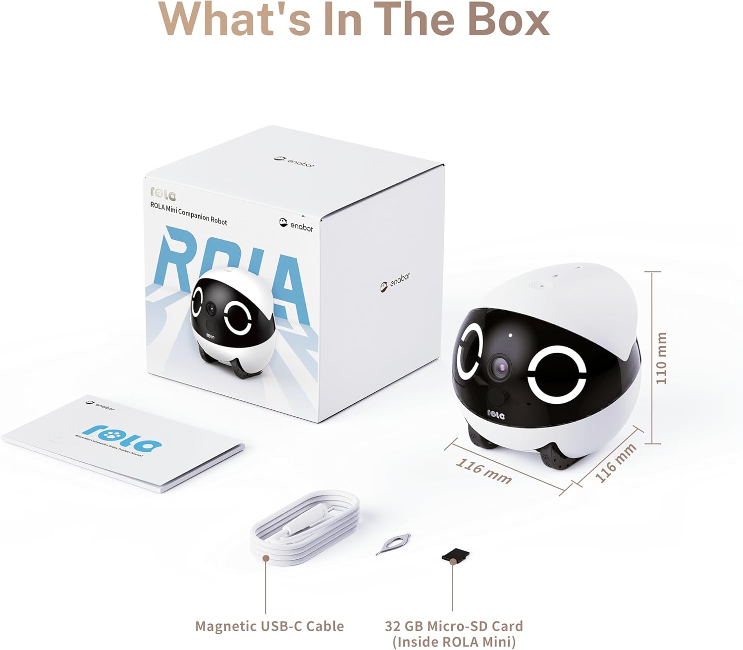 Haustierkamera Roboter ROLA Mini 2K QHD mit Nachtsicht Bewegungserkennung 25 Tage Akku automatische Aufrichtung