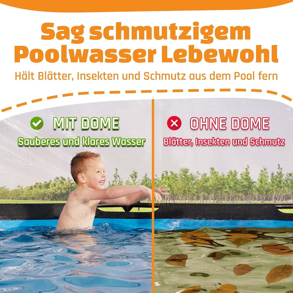 Poolabdeckung für Rundpools 12ft/360cm 30.80.12.70 PE Poolüberdachung Ø366 cm transparente Abdeckung mit robuster Konstruktion