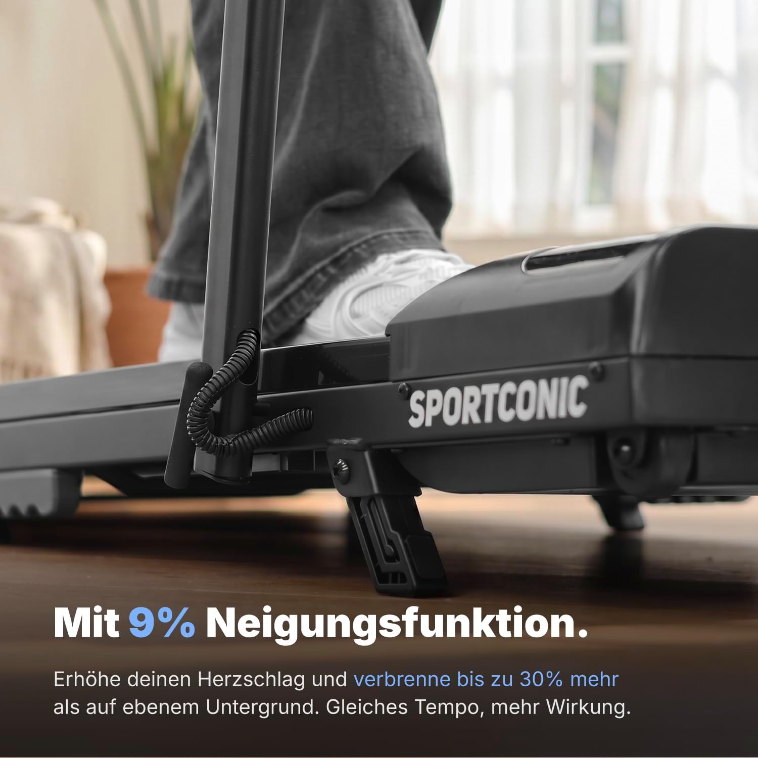 Laufband für Zuhause mit Steigung P106FA Walking Pad 1-12 km/h 9% Neigung LED Display Tablet Halterung