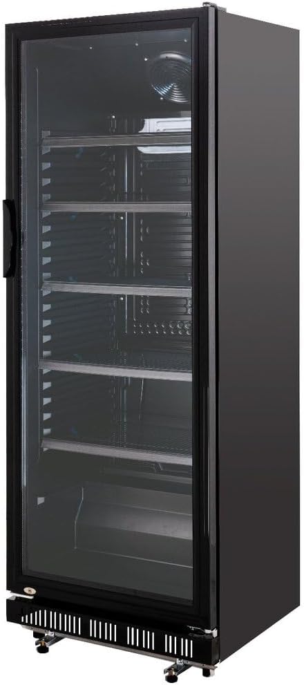 Getränkekühlschrank GK-360BB 360 L mit Glastür LED Beleuchtung abschließbar Umluftkühlung für Gastronomie