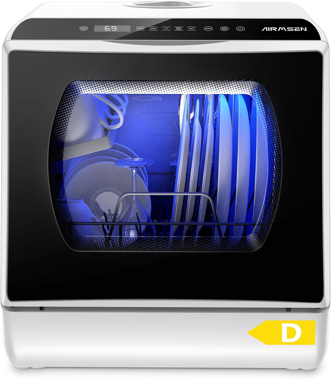 Tischgeschirrspüler AE-TDQR03 Mini Geschirrspüler mit 5L Wassertank 6 Programme Touch Control LED Display 400W