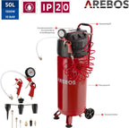 Druckluftkompressor AR-HE-LK150050S 50 L 1500 W 10 bar ölfrei mit 13-teiligem Zubehörset und 5 m Spiralschlauch