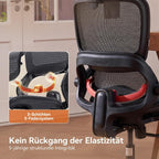 Ergonomischer Bürostuhl mit verstellbarer Lordosenstütze und Kopfstütze B100 Lite 90–135° Neigung Mesh Drehstuhl 72x70x112 cm