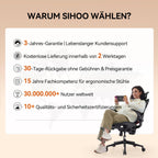 Ergonomischer Bürostuhl mit verstellbarer Lordosenstütze und Kopfstütze B100 Lite 90–135° Neigung Mesh Drehstuhl 72x70x112 cm