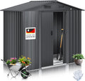 Metall Gerätehaus Garten 195x131x186cm 4.2m³ Schiebetür mit Fundamentrahmen Anthrazit