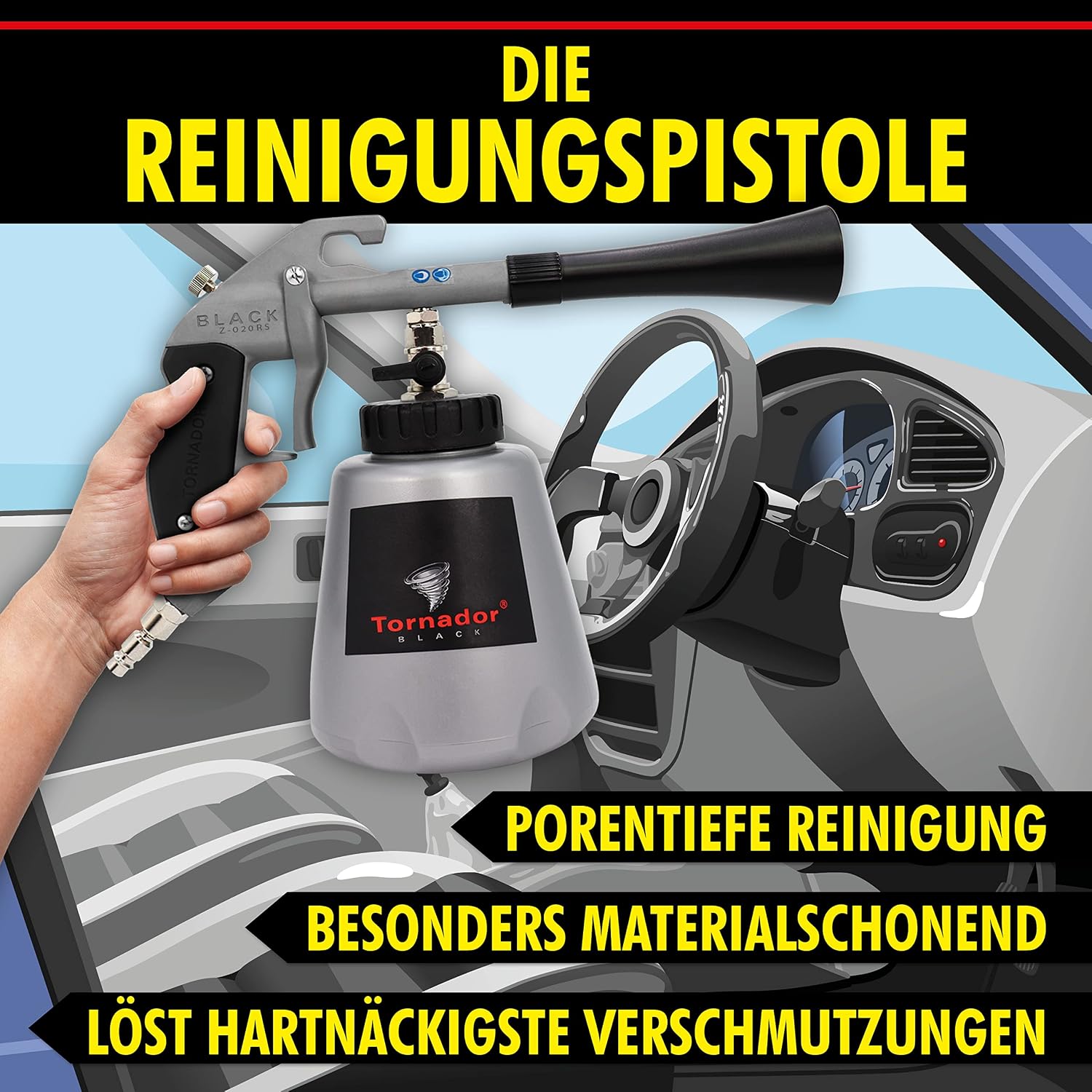 Reinigungspistole Z-020RS Set mit Polster Leder Reiniger 5L Kunststoff Reiniger Mikrofasertücher Auto Innenraum
