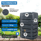 Regenwassertank 510 Liter Slim Stone Design Regentonne Mauertank Wandtank Kunststoff Graphite Grey