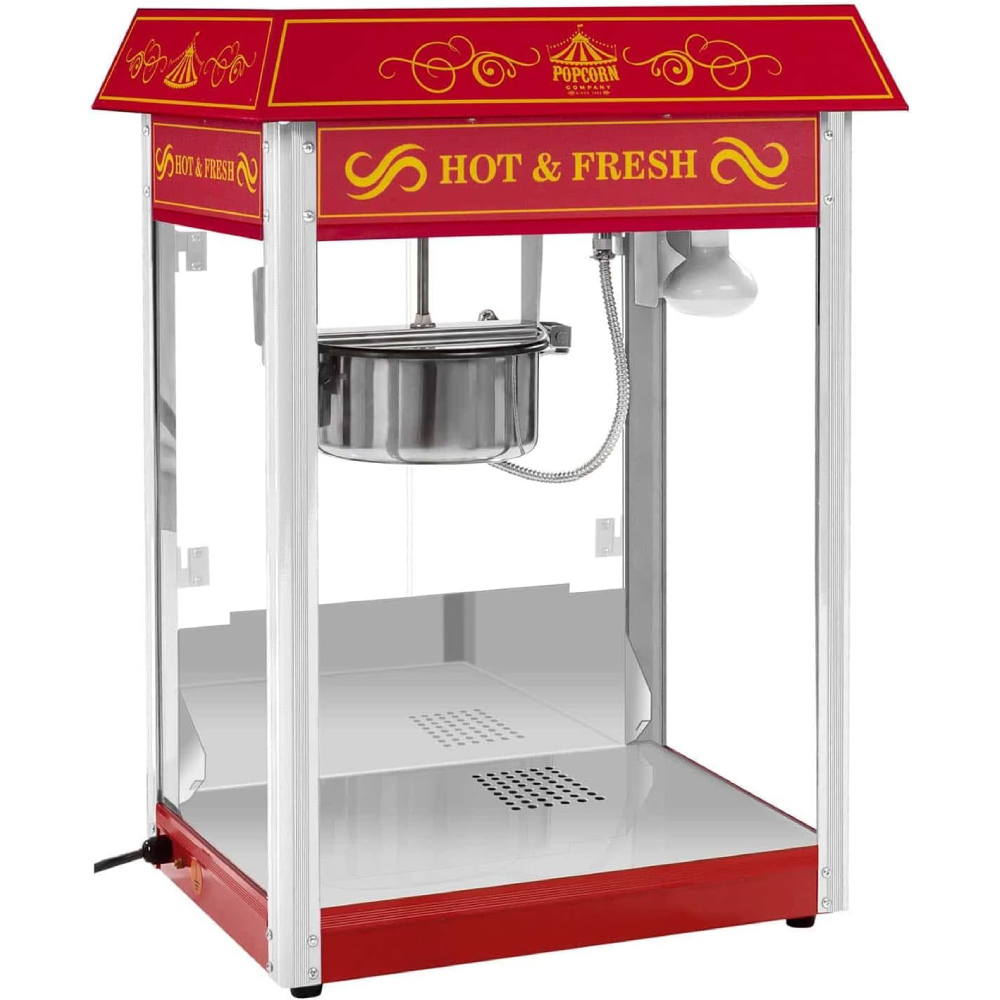Popcornmaschine 1500W 5 kg/h Retro Design Rot Edelstahl Glas Aluminium kommerzielle Popcorn Maker Maschine