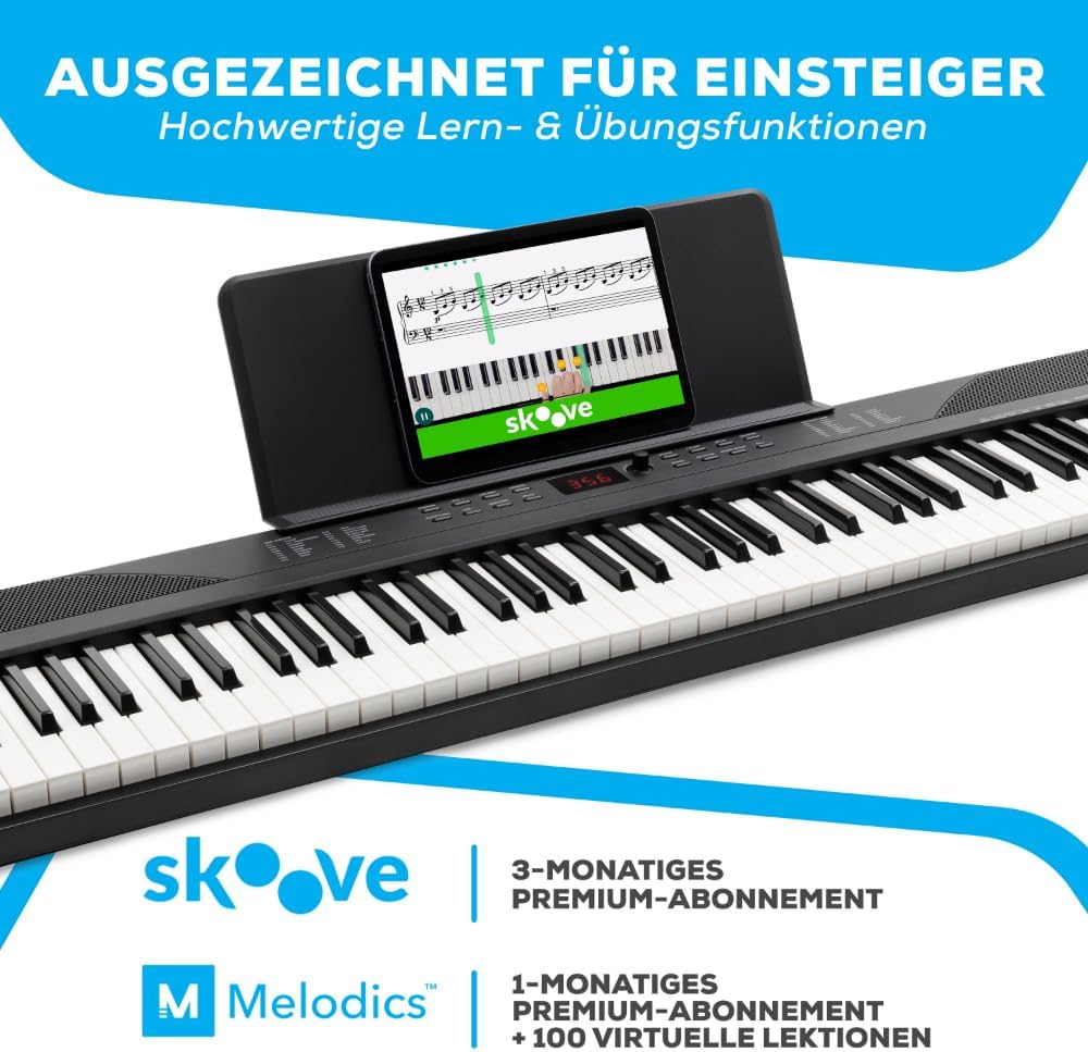 Digital Piano Keyboard 88 Tasten RECITALPLAY mit 480 Sounds USB-MIDI Lautsprechern und Zubehör Set