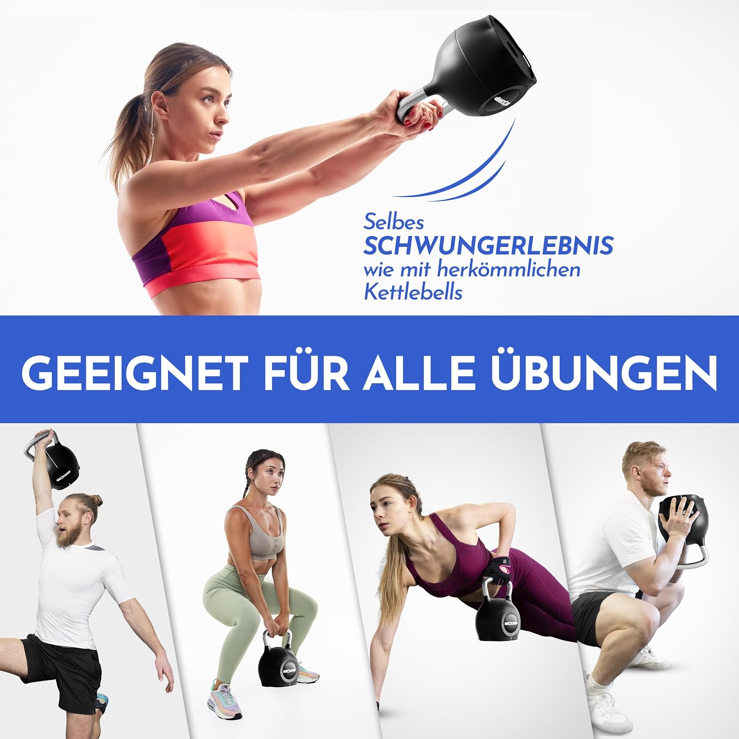 Verstellbare Kettlebell 7-in-1 2-20 kg Kugelhantel für Ganzkörpertraining mit robustem Edelstahlgriff und Gewichtssystem