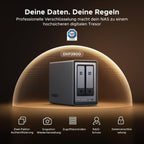 NAS Netzwerkspeicher 2-Bay Intel N100 8GB DDR5 RAM 2.5GbE Ethernet 2x M.2 NVMe Steckplätze 4K HDMI DXP2800 ohne Festplatten