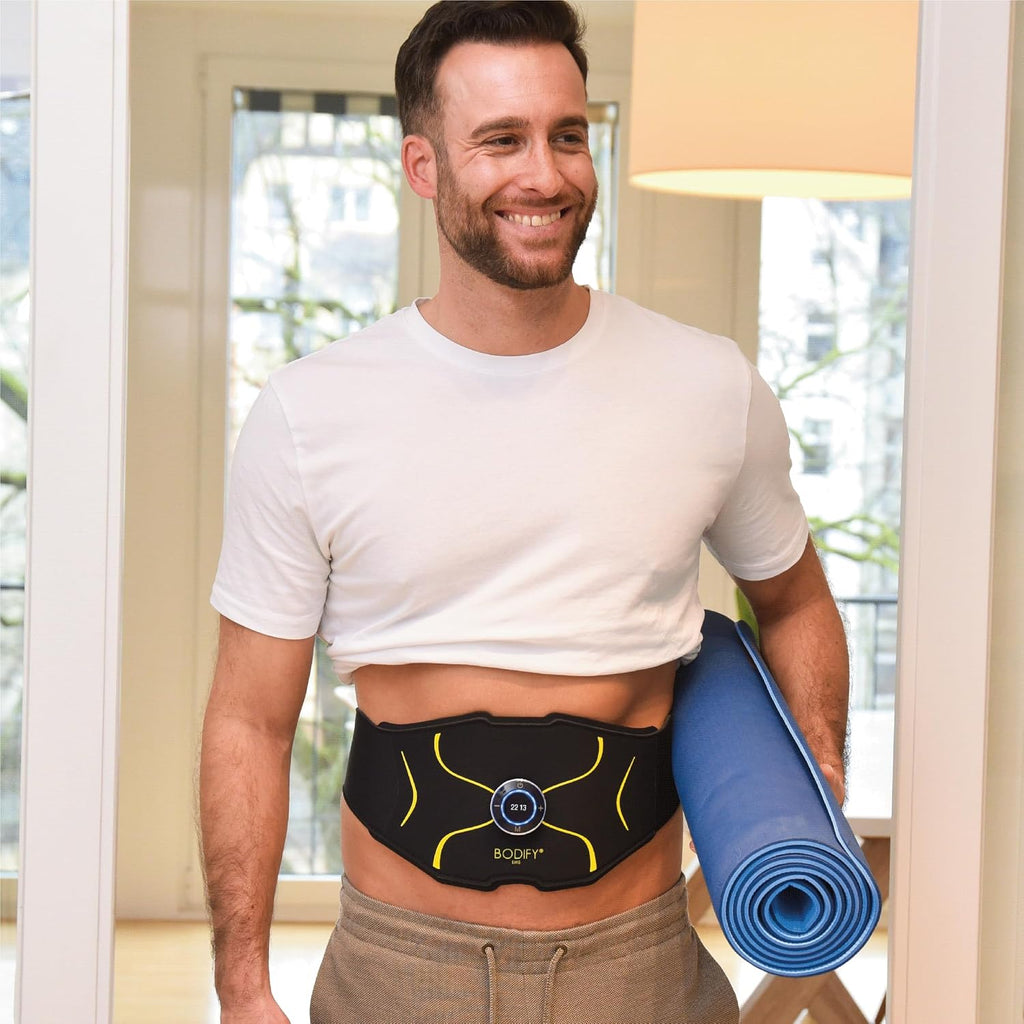 EMS Bauchtrainer Max Muskelstimulator mit Controller Ladekabel und Verlängerungsgurt für Bauchmuskeltraining