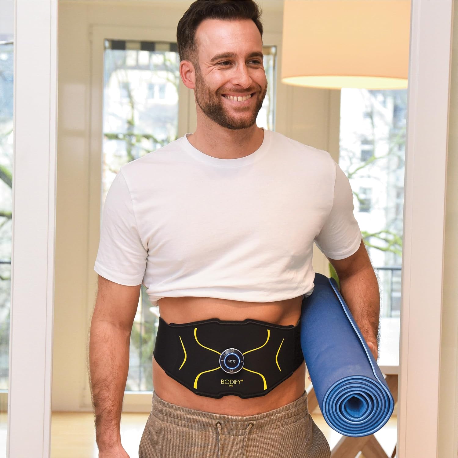 EMS Bauchtrainer Max Muskelstimulator mit Controller Ladekabel und Verlängerungsgurt für Bauchmuskeltraining