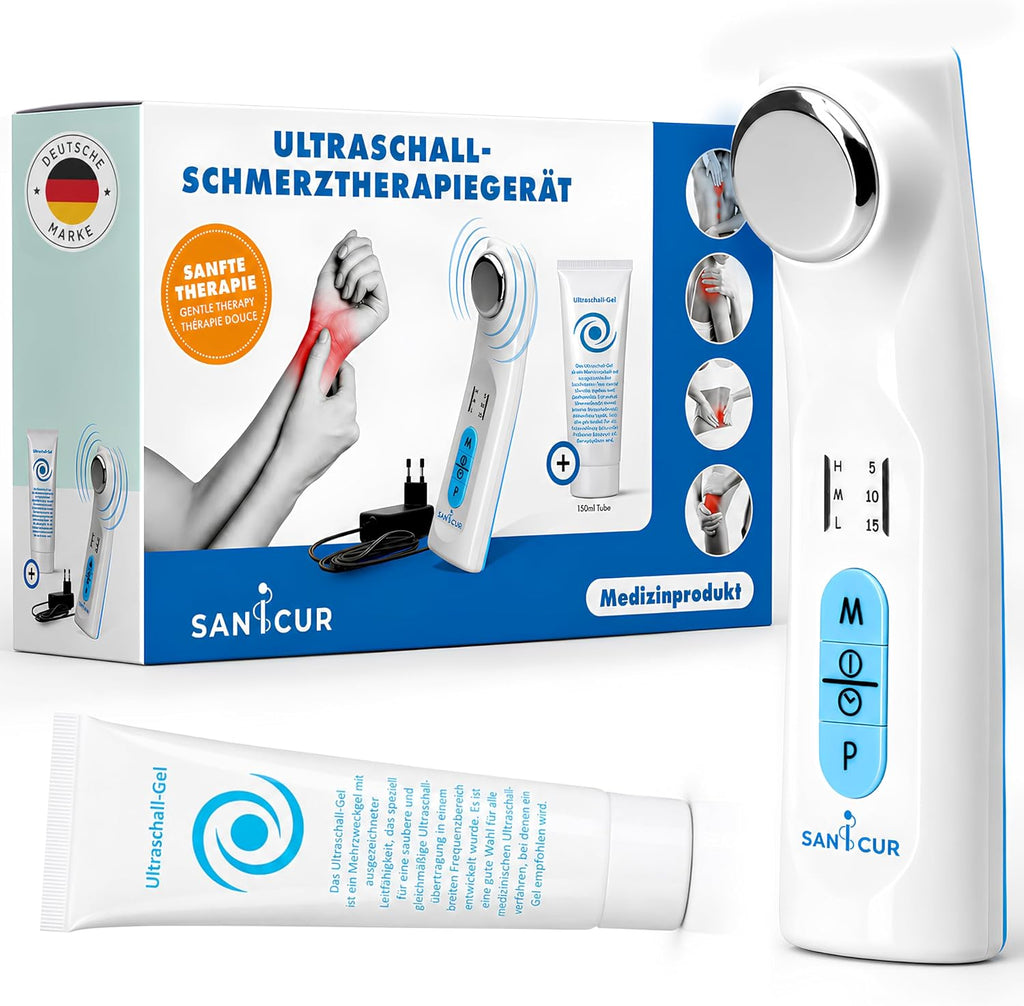 Ultraschalltherapie Gerät 1 MHz mit 3 Intensitätsstufen und Impulsmodus inklusive 150 ml Ultraschallgel