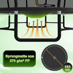 Outdoor Trampolin rund Ø228 cm mit Sprungtuch und Sicherheitszubehör verstärkte Stahlkonstruktion 27 Federn
