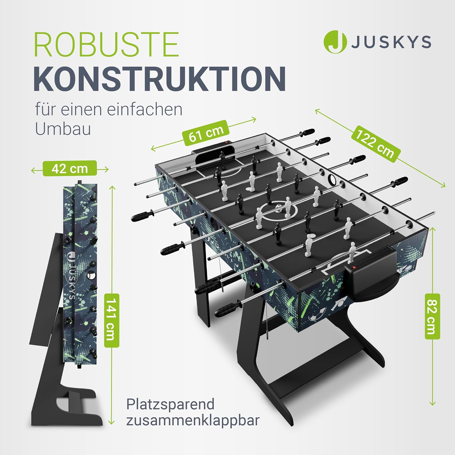Multifunktionaler Spieltisch 5-in-1 klappbar mit Tischtennisplatte Tischkicker Billardtisch Hockey Basketball Modell 24875