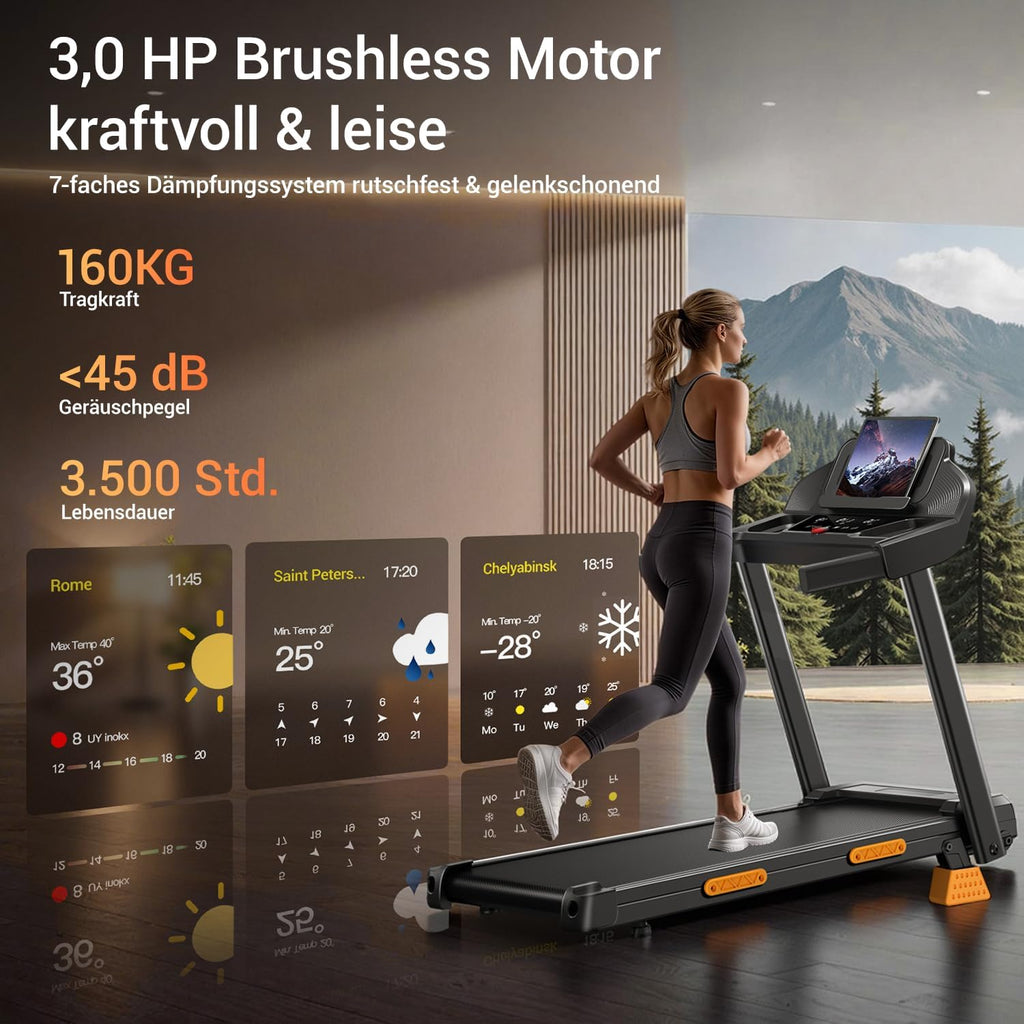 Klappbares Laufband für Zuhause SF20 mit 15% Steigung 12 km/h Geschwindigkeit 3,0 PS Motor LED-Anzeige 160 kg Belastbarkeit