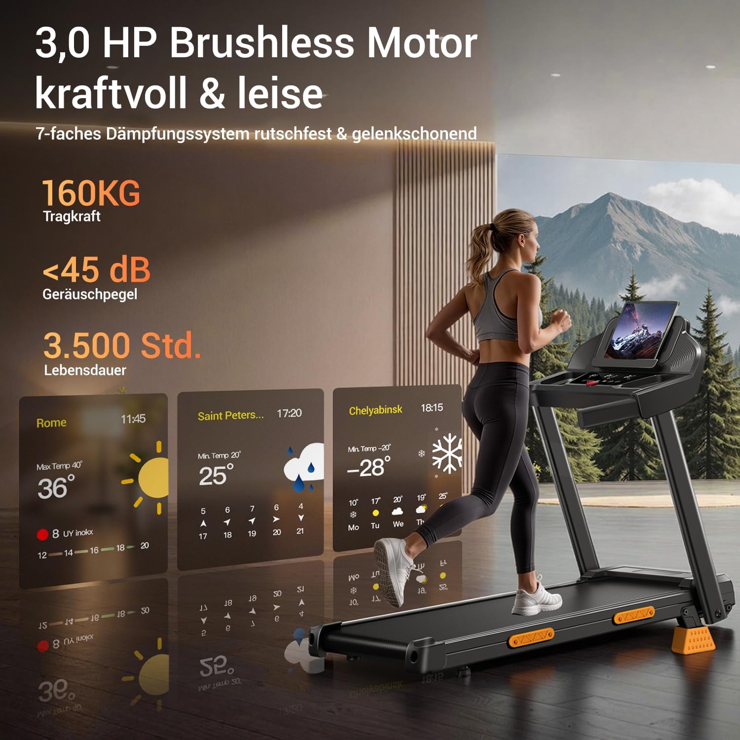 Klappbares Laufband für Zuhause SF20 mit 15% Steigung 12 km/h Geschwindigkeit 3,0 PS Motor LED-Anzeige 160 kg Belastbarkeit