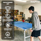 Tischtennisplatte EASYPONG klappbar 182x91 cm mit 2 Schlägern und 4 Bällen für Indoor Nutzung