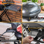 Elektrogrill 2 in 1 Tischgrill und Standgrill 2400W mit Deckel Thermometer Tropfschale und Rollwagen