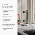Wassersprudler Carbonator 3 Edelstahl Finish 1L PET Flasche kompatibel mit 60L CO2 Zylinder manuell Sprudelwasserbereiter 41.5x15.3x25.8 cm