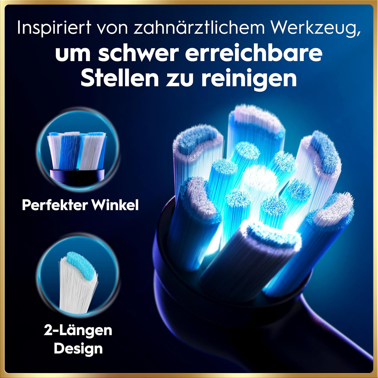 Elektrische Zahnbürste mit Aufsteckbürsten iO Series 9 wiederaufladbar 7 Reinigungsmodi Smart Druckkontrolle Rundbürstenkopf Schwarz