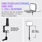 Studiolicht LED Panel 2800 Lumen mit einstellbarer Farbtemperatur 2900-7000K App Steuerung Tischklemme für Streaming und Videokonferenzen