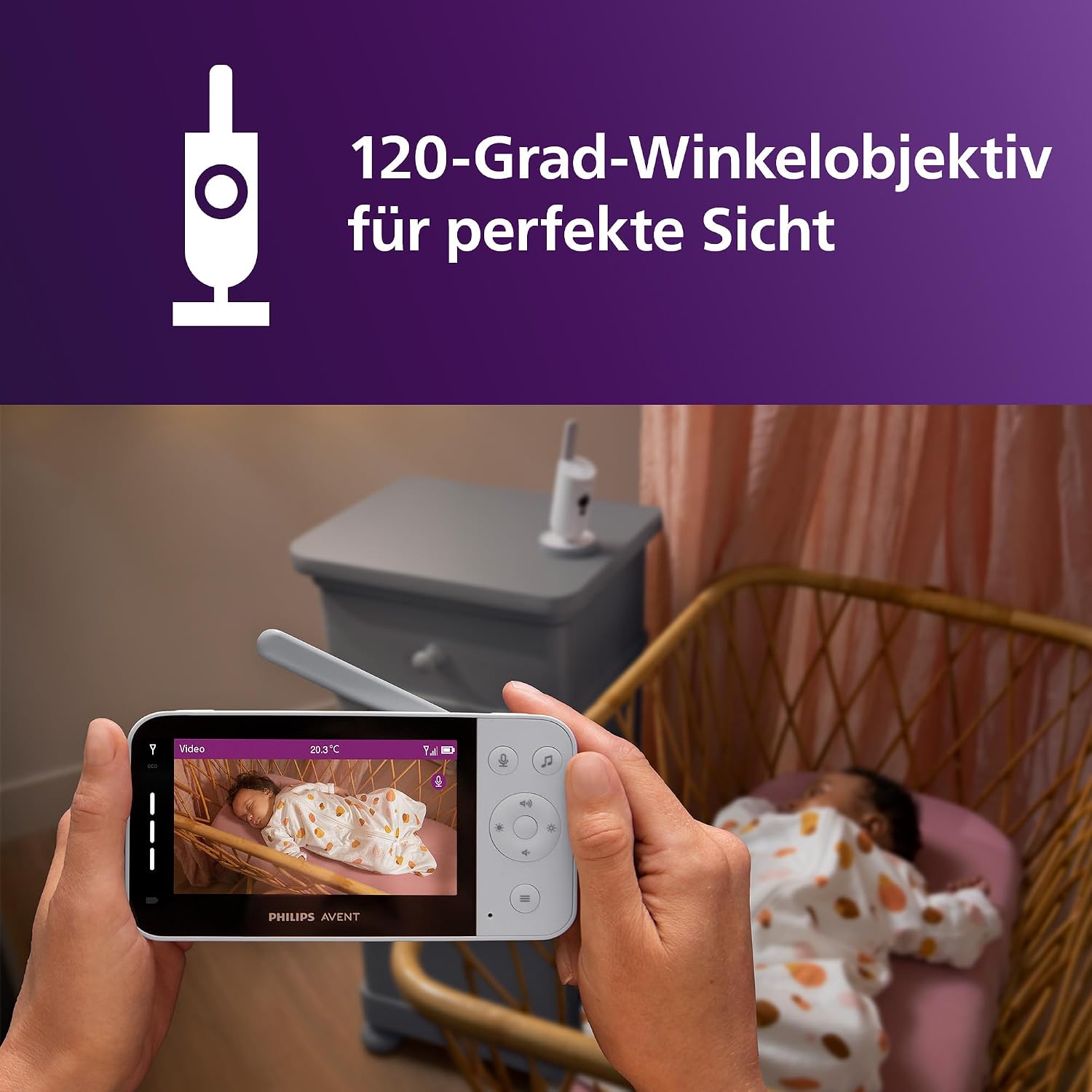Babyphone mit Kamera WLAN HD 1080p SCD951/26 Nachtsicht Gegensprechfunktion Schrei-Erkennung App Steuerung