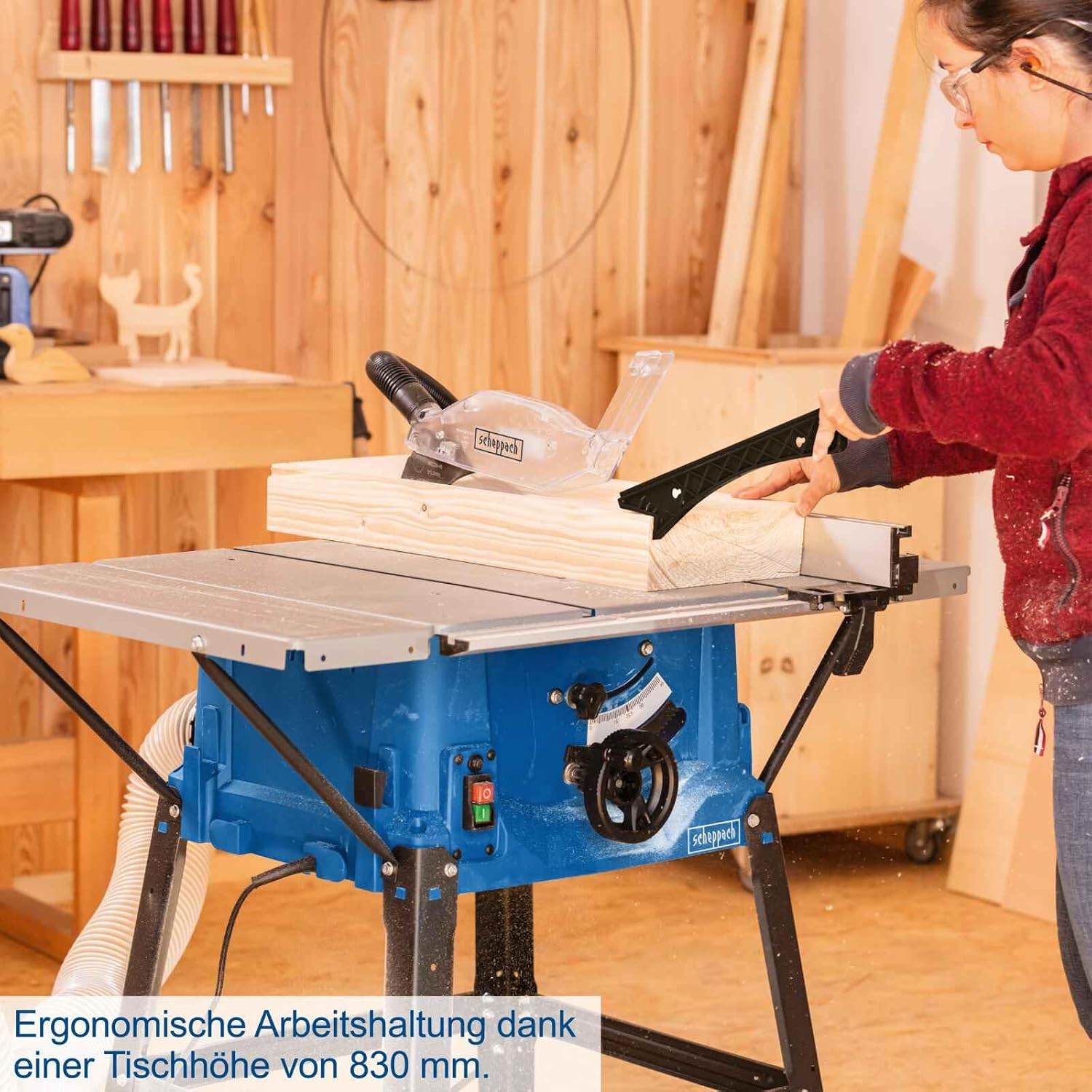 Tischkreissäge HS100S 2000W 230V mit 250mm Sägeblatt Schnitthöhe 85mm Tischverbreiterungen Untergestell