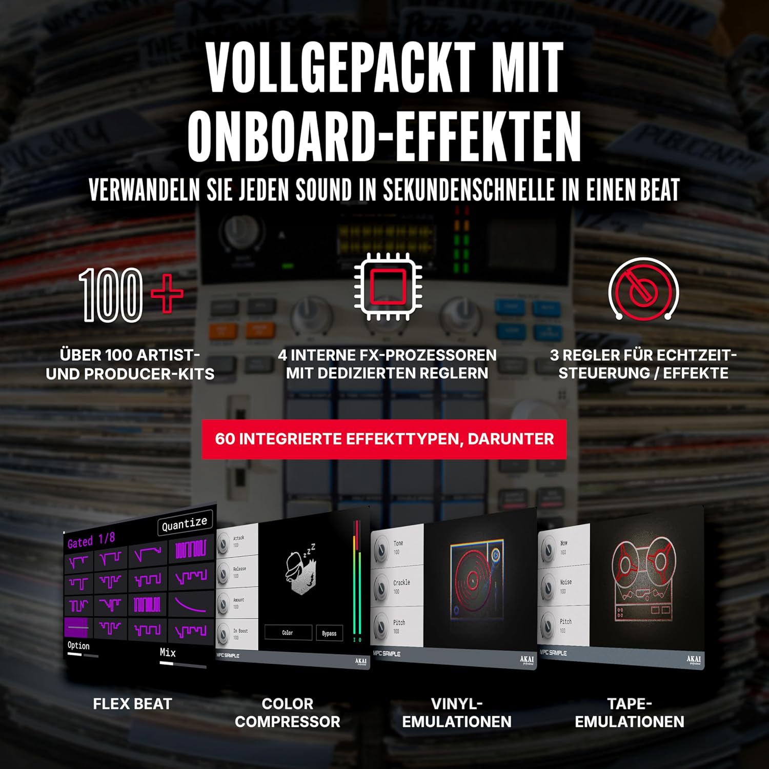 MPC Sample Sampler Sequenzer Effektprozessor MPCSAMPLE mit Akku USB-C Lautsprecher Mikrofon und 16 Pads