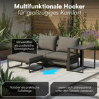5-teiliges Gartenmöbel Set Asteri Sitzgruppe für 2-4 Personen 2 Sessel 2 Hocker 1 Tisch Metallgestell wetterfest mit Sitzpolstern