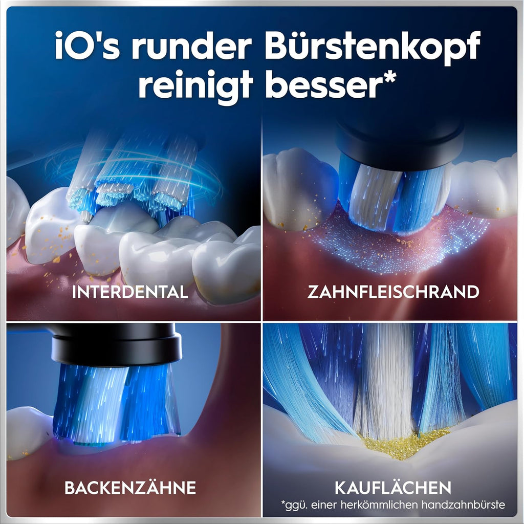 Elektrische Zahnbürste iO Series 6 Plus Edition mit 3 Aufsteckbürsten 5 Putzmodi Reiseetui wiederaufladbar Schwarz